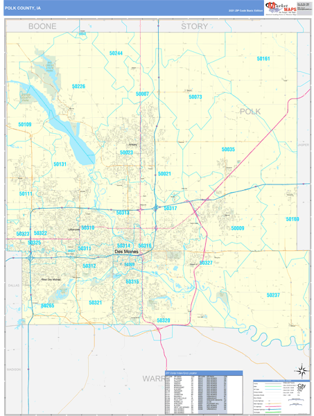 Polk County Ia Zip Code Wall Map Basic Style By Marketmaps Free Nude 8899