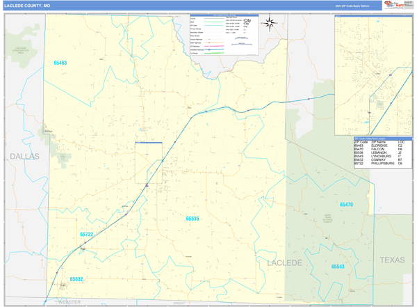 Laclede County, MO Wall Map Basic Style by MarketMAPS