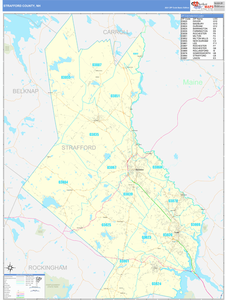 Strafford County, Nh Wall Map Basic Style By Marketmaps