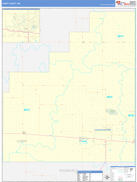 Curry County, NM Wall Map Basic Style by MarketMAPS