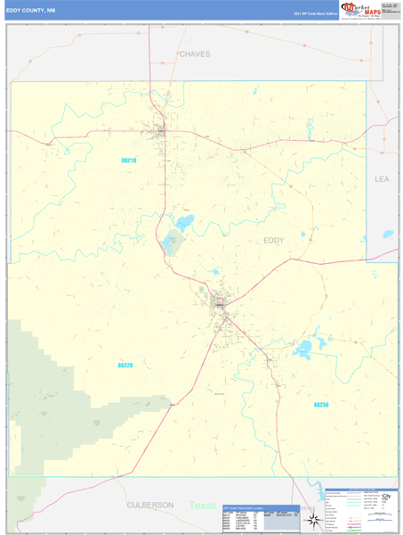 Eddy County Nm Wall Map Basic Style By Marketmaps 3284