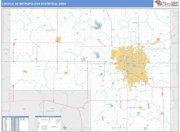 lincoln-ne-metro-area-zip-code-wall-map-basic-style-by-marketmaps
