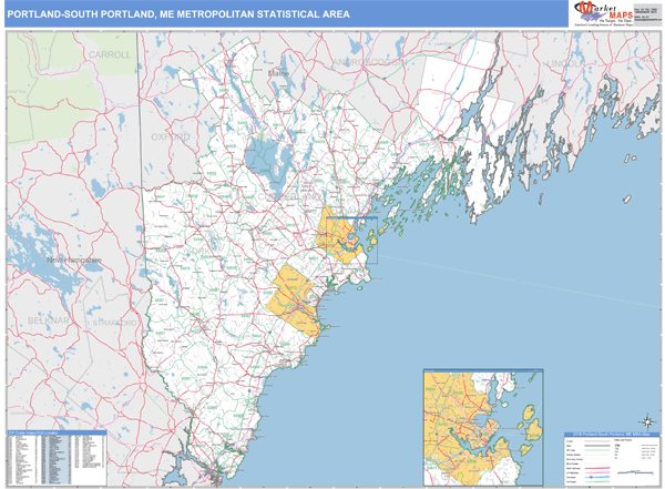 portland-south-portland-me-metro-area-zip-code-wall-map-basic-style-by