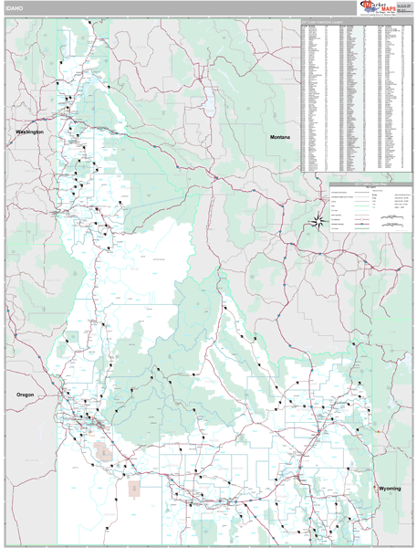 Idaho Zip Code Wall Map Premium Style By MarketMAPS   Idc7hf Business 