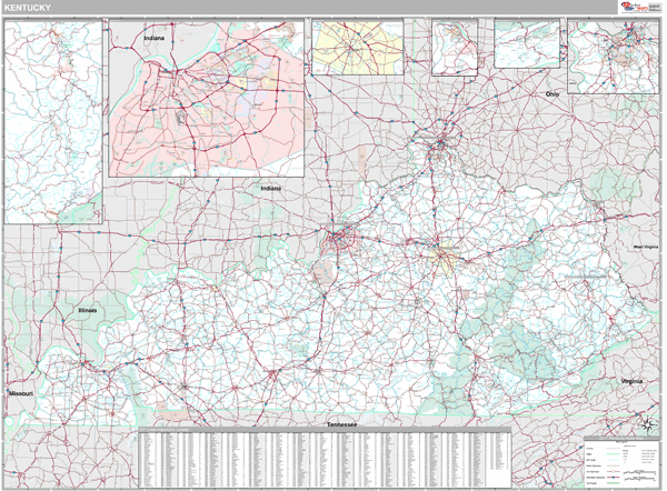 Kentucky Zip Code Wall Map Red Line Style By Marketma 5515