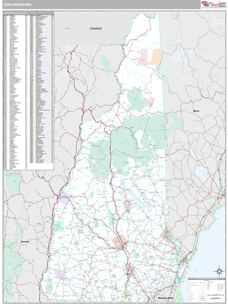 New Hampshire Zip Code Wall Map Premium Style By MarketMAPS   Nhc7hf Business 