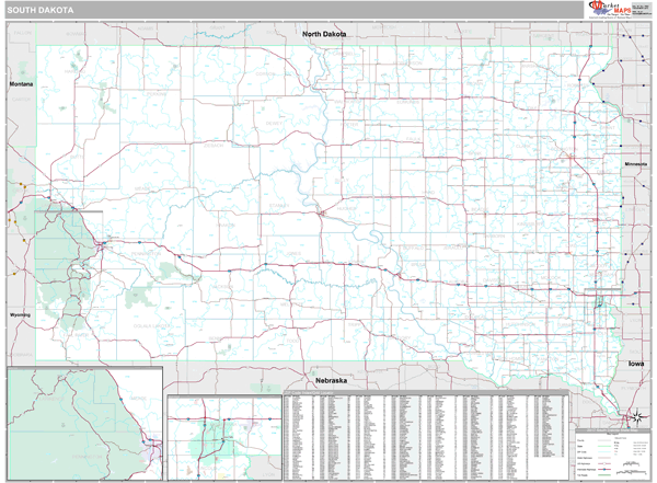 South Dakota Zip Code Wall Map Premium Style by MarketMAPS