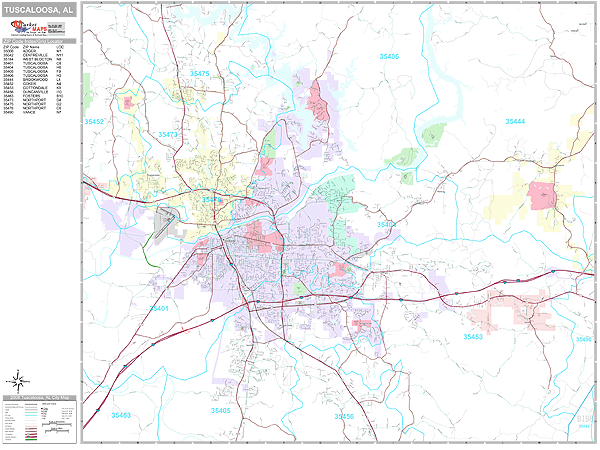 Tuscaloosa Alabama Wall Map (premium Style) By Marketmaps