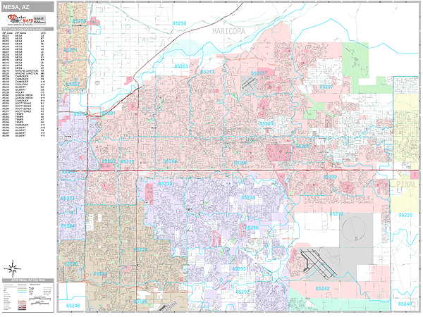 Mesa Arizona Wall Map (Premium Style) by MarketMAPS