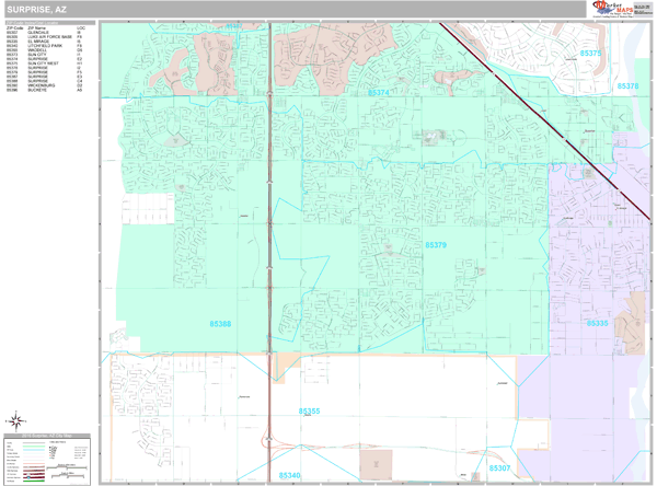 Surprise Arizona Wall Map (Premium Style) by MarketMAPS