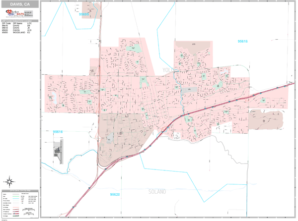 Davis California Wall Map (Premium Style) by MarketMAPS