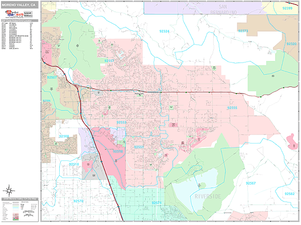 Moreno Valley California Wall Map (Premium Style) by MarketMAPS