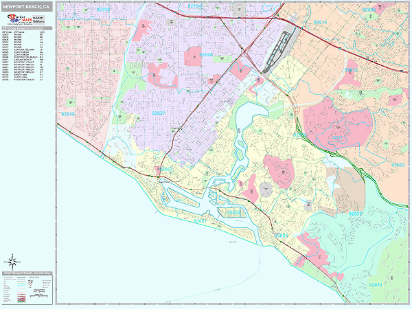 Newport Beach California Wall Map (Premium Style) by MarketMAPS