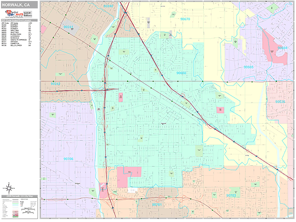 Norwalk California Wall Map (Premium Style) by MarketMAPS