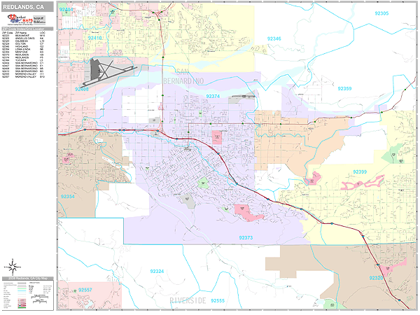 Redlands California Wall Map (Premium Style) by MarketMAPS