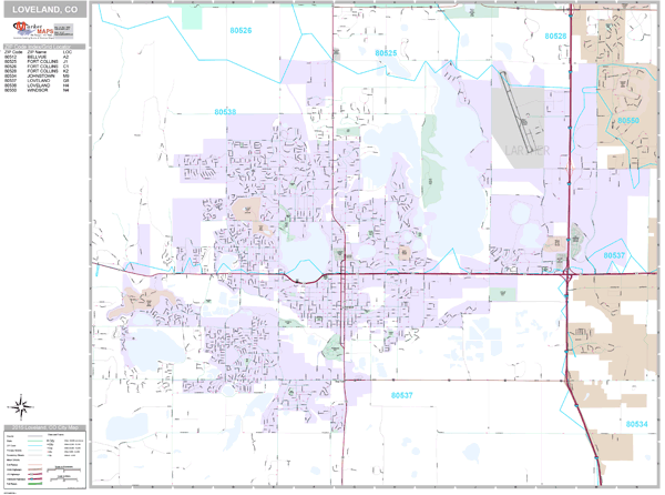 Loveland Colorado Wall Map (Premium Style) by MarketMAPS