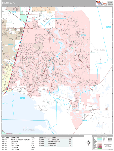 Deltona Florida Wall Map (Premium Style) by MarketMAPS