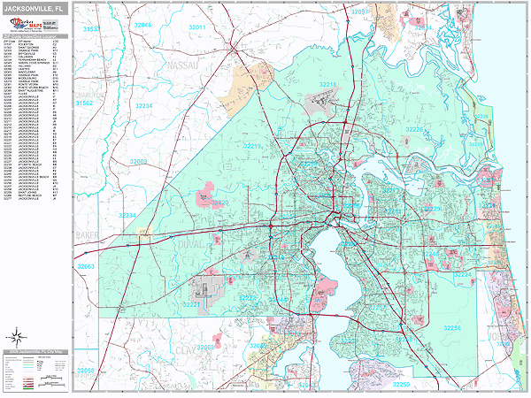 Jacksonville FL Zip Code Map Printable