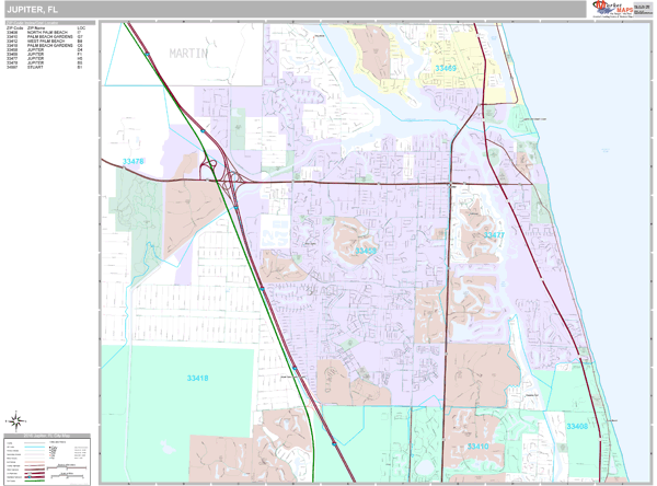 Jupiter Florida Wall Map (premium Style) By Marketmaps