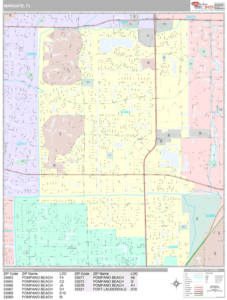 Margate Florida Wall Map (Premium Style) by MarketMAPS