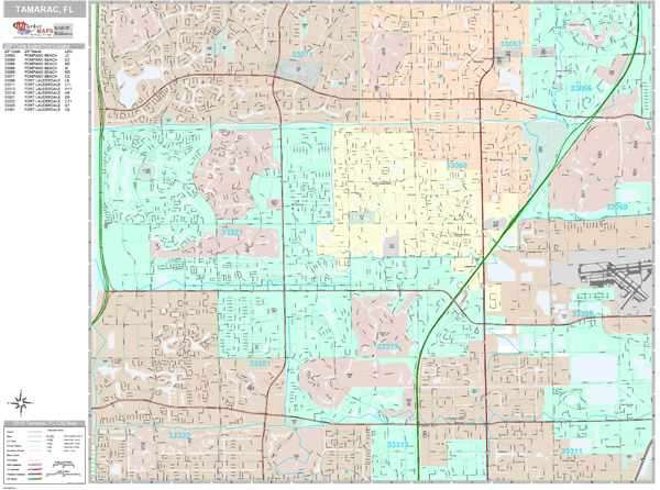 Tamarac Florida Wall Map Premium Style By Marketmaps