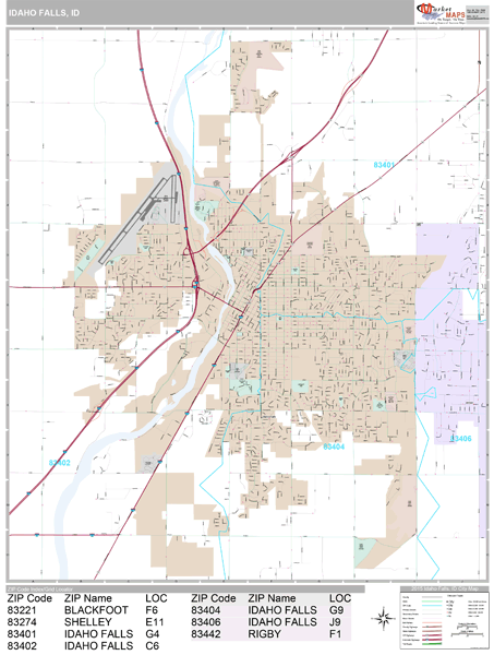 Idaho Falls Idaho Wall Map (Premium Style) by MarketMAPS