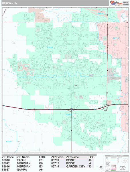 Meridian Idaho Wall Map (Premium Style) by MarketMAPS