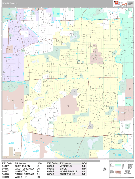 Wheaton Illinois Wall Map (Premium Style) by MarketMAPS