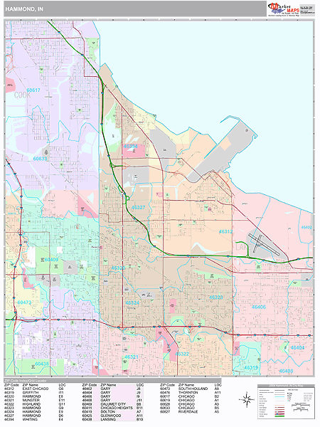 Hammond Indiana Wall Map (Premium Style) by MarketMAPS