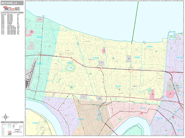 Metairie Louisiana Wall Map (Premium Style) by MarketMAPS