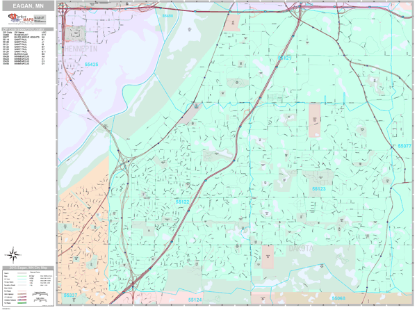 eagan-minnesota-zip-code-wall-map-premium-style-by-marketmaps