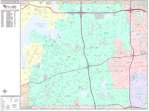 Minnetonka Minnesota Wall Map (Premium Style) by MarketMAPS