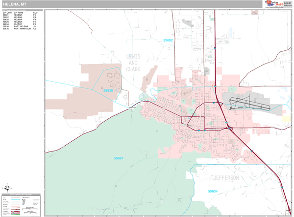 Helena Montana Wall Map (Premium Style) by MarketMAPS