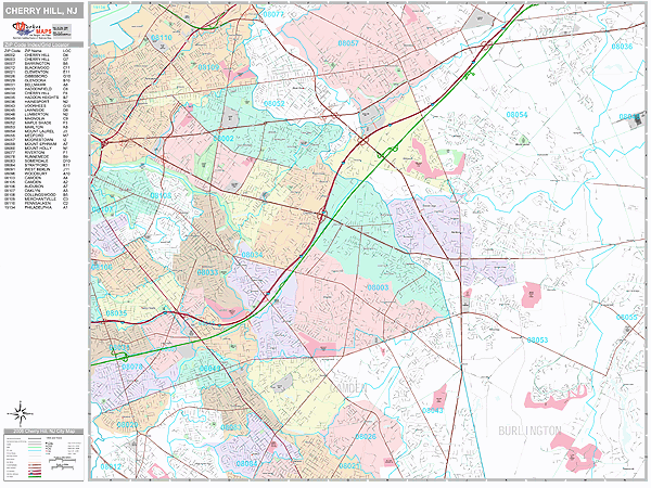 Cherry Hill New Jersey Wall Map (Premium Style) by MarketMAPS