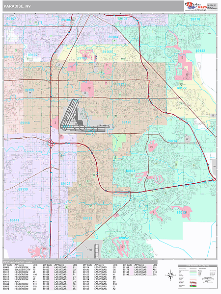 Paradise Nevada Wall Map (Premium Style) by MarketMAPS