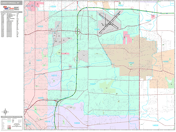 Cheektowaga New York Wall Map (Premium Style) by MarketMAPS