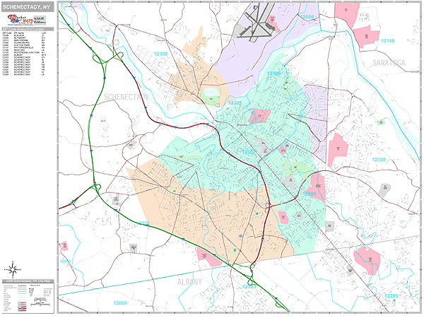 Schenectady New York Wall Map (Premium Style) by MarketMAPS