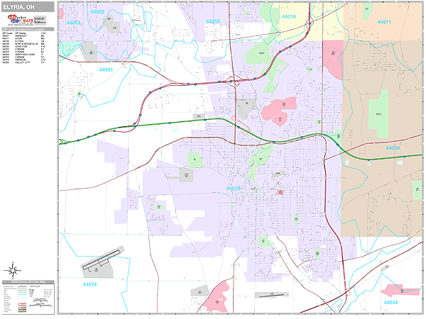 Elyria Ohio Wall Map Premium Style By MarketMAPS   OHelyria 