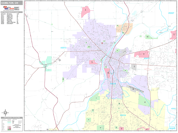 Hamilton Ohio Wall Map (Premium Style) by MarketMAPS