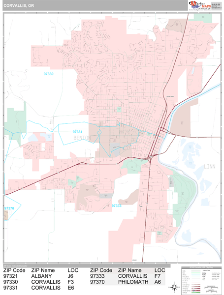 Corvallis Oregon Wall Map (premium Style) By Marketmaps