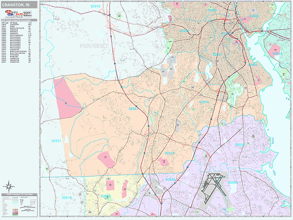 Cranston Rhode Island Wall Map Premium Style By MarketMAPS   RIcranston 