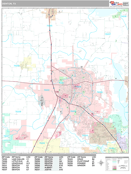 Denton Texas Wall Map Premium Style By MarketMAPS   TXdenton 