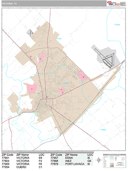 Victoria Texas Wall Map (Premium Style) by MarketMAPS