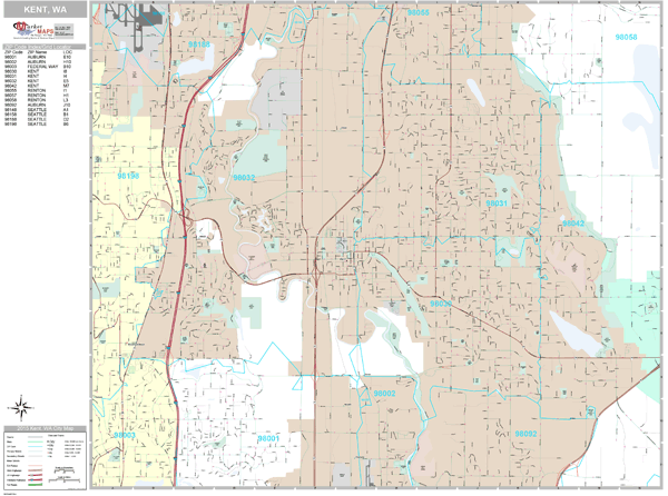 Kent Washington Wall Map (Premium Style) by MarketMAPS