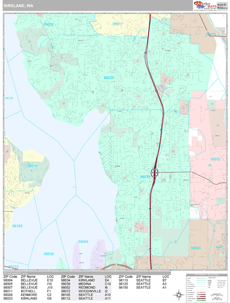 Kirkland Washington Wall Map (Premium Style) by MarketMAPS on Kirkland Wa Map id=90764