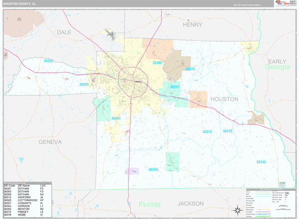 Houston County Zip Code Map - United States Map