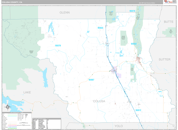 Colusa County, CA Wall Map Premium Style by MarketMAPS