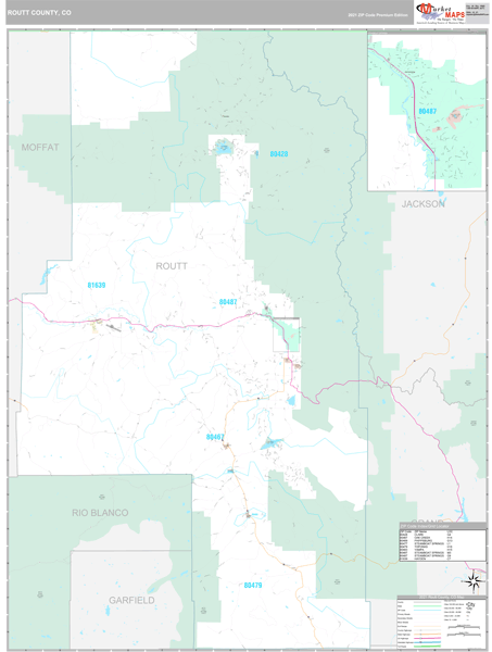 Routt County, CO Wall Map Premium Style by MarketMAPS