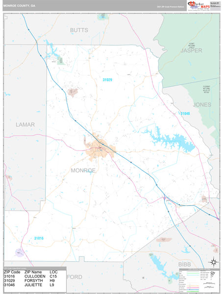 Monroe County Zip Code Map 1795