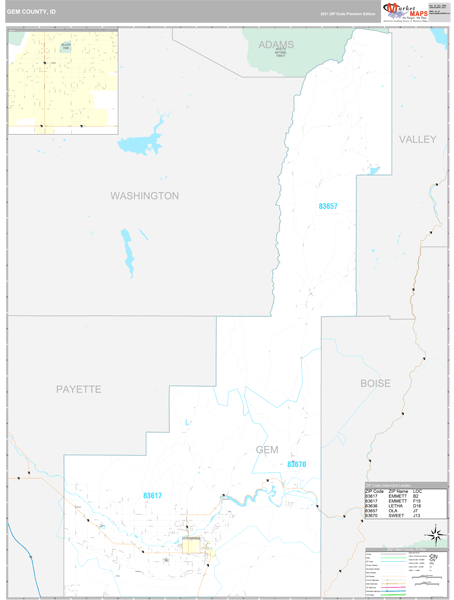 Gem County, ID Wall Map Premium Style by MarketMAPS